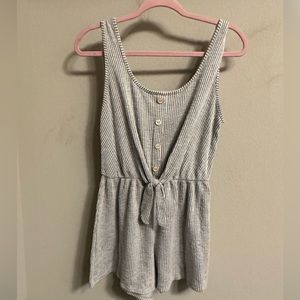 Grey and white striped romper